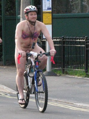 Naked cyclist a